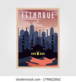 istanbul turkey vintage poster vector illustration design