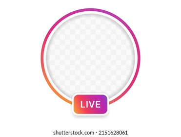 Istanbul, Turkey-March 29, 2022: Instagram Story, Live Stream, New Story Badge. Isolated Empty Instagram Stories And Live Button On White Background. Circle Frame For Profile Picture. Profile Icon.