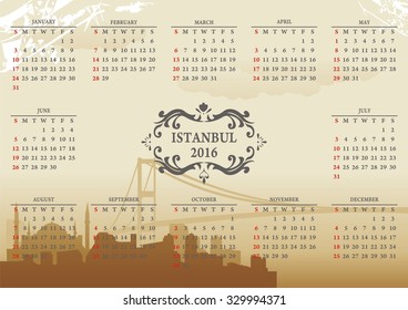 istanbul twelve months skyline calendar