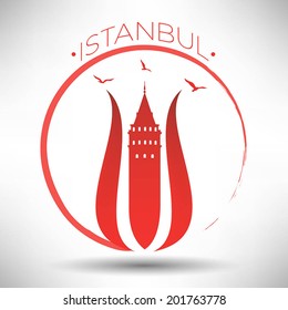 Istanbul Typography Design with Tulip