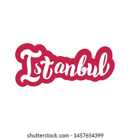 Istanbul typography text logo. Travel agency banner, greeting card design. Logo for souvenir company print,magnet. Vector eps 10.