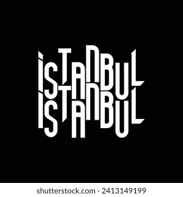 Istanbul. Vector logo of Istanbul in black color with seagulls on white background. souvenir products, banner emblem, travel blog social media, brochure, flyer. Digital illustration.