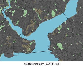 Istanbul vector map with dark colors.