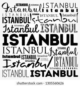 Istanbul wallpaper word cloud, travel concept background