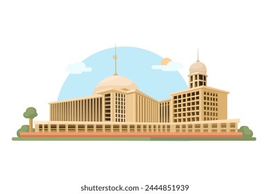 Istiqlal Mosque Indonesian Landmark Building Illustration Vector