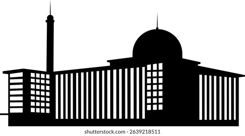 Istiqlal Mosque Indonesian Landmark Building Illustration Vector. silhouette Istiqlal mosque. isolated istiqlal mosque.