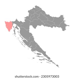 Istria сounty map, subdivisions of Croatia. Vector illustration.