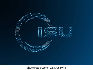 ISU low poly letter logo vector design. ISU lower poly logo design. Low poly logo.