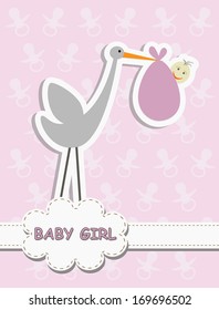 It'a Baby Girl, stork with a baby