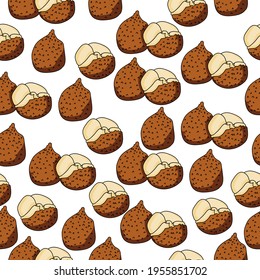 ita palm fruit seamless pattern, juicy fruit whole and half on a white background vector illustration