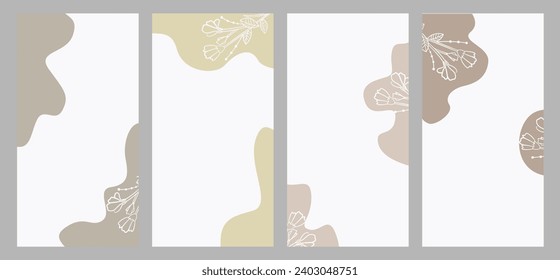 itable vector template featuring delicate floral elements on neutral pastel backgrounds. Ideal for wedding invitations, social media posts, cards, covers,Invitation, menu, table number card design. 