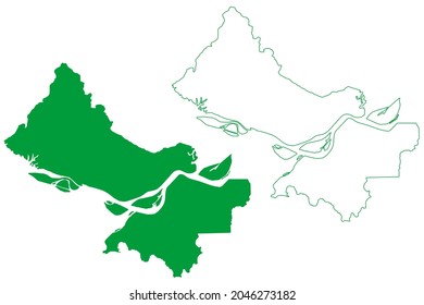 Itacoatiara municipality (Amazonas state, Municipalities of Brazil, Federative Republic of Brazil) map vector illustration, scribble sketch Itacoatiara map