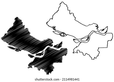 Itacoatiara municipality (Amazonas state, Municipalities of Brazil, Federative Republic of Brazil) map vector illustration, scribble sketch Itacoatiara map