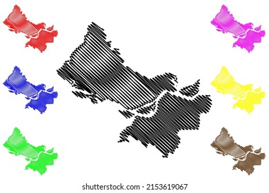 Itacoatiara municipality (Amazonas state, Municipalities of Brazil, Federative Republic of Brazil) map vector illustration, scribble sketch Itacoatiara map