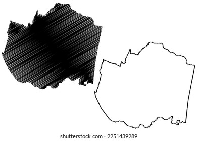 Itagiba municipality (Bahia state, Municipalities of Brazil, Federative Republic of Brazil) map vector illustration, scribble sketch Itagibá map