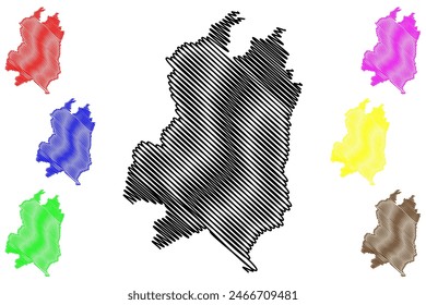 Ilustración vectorial de mapas del municipio de Itaguacu (estado de Espírito Santo, municipios de Brasil, República Federativa de Brasil), dibujo a mano alzada