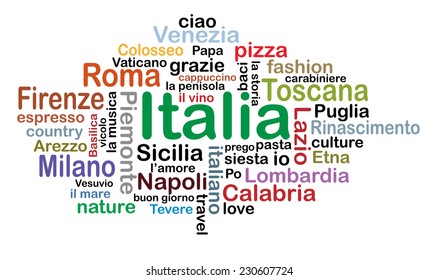 Italia concept vector tag cloud