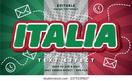 efecto de texto editable de italia con estilo moderno y sencillo