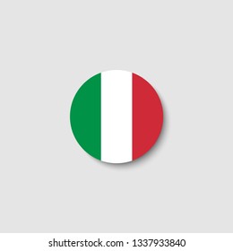 Italia flag in circle shape, with shadow. National Italia flag. Vector.