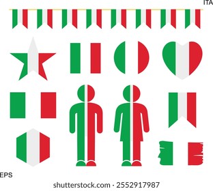 Italia flag. Isolated Italia flag on white background