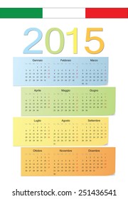 Italian 2015 vector color calendar. Week starts from Monday.