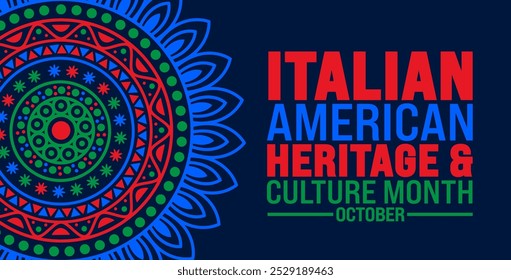 Italian American Heritage and Culture Month background or banner design template is observed every year in October. Holiday concept. Template for card, poster, placard, template.