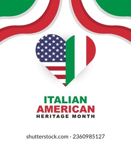 Mes del Patrimonio Estadounidense Italiano. Feliz fiesta anual en octubre. Diseño de ilustración de vector