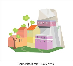 Italian architecture, cute vector illustration. 2D