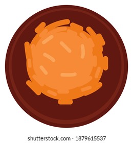 Italian or asian cuisine, isolated icon of pasta with cheese. Rice noodles with turmeric or spices. Culinary tradition of east and oriental countries. Recipe for restaurant menu. Vector in flat style