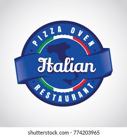 Italian Blue Pizza Emblem Logo Sign Symbol Icon