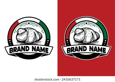 italian bread pastry illustration vector logo design