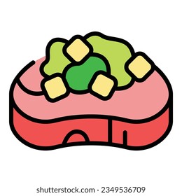 Italian bruschetta icon outline vector. Food appetizer. Snack menu color flat