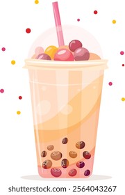 Italian bubble tea. vector flat illustration on white isolated background