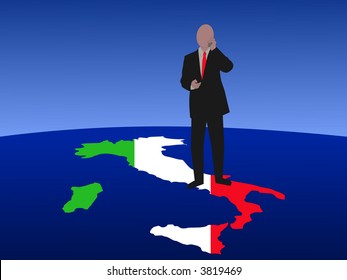 Italian business man in suit talking on mobile phone