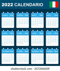 Italian Calendar for 2022. Scheduler, agenda or diary template. Week starts on Monday