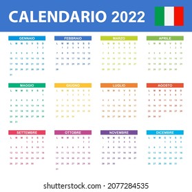 Italian Calendar for 2022. Scheduler, agenda or diary template. Week starts on Monday