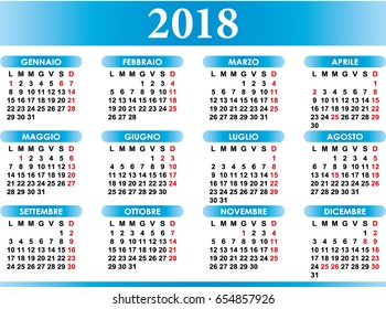 Italian calendar with festivities
