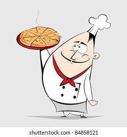 Italian Cartoon Chef Of Pizza