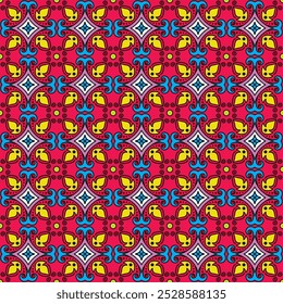 Italian ceramic full color tile pattern. Mediterranean porcelain pottery. Ethnic folk ornament. Mexican talavera, Portuguese azulejo