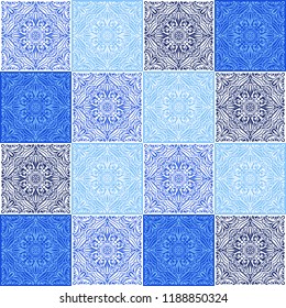 Italian ceramic tile pattern. Ethnic folk ornament. Mexican talavera, portuguese azulejo or spanish majolica.