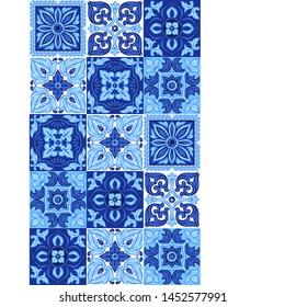 Italian ceramic tile pattern. Ethnic folk ornament. Mexican talavera, portuguese azulejo or spanish majolica.