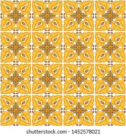 Italian ceramic tile pattern. Ethnic folk ornament. Mexican talavera, portuguese azulejo or spanish majolica.