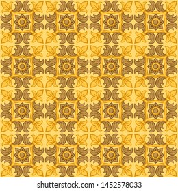 Italian ceramic tile pattern. Ethnic folk ornament. Mexican talavera, portuguese azulejo or spanish majolica.