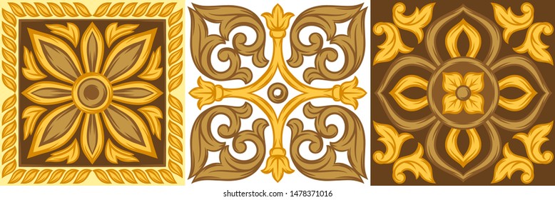 Italian ceramic tile pattern. Ethnic folk ornament. Mexican talavera, portuguese azulejo or spanish majolica.