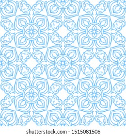Italian ceramic tile pattern. Ethnic folk ornament. Mexican talavera, portuguese azulejo or spanish majolica.