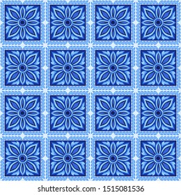 Italian ceramic tile pattern. Ethnic folk ornament. Mexican talavera, portuguese azulejo or spanish majolica.