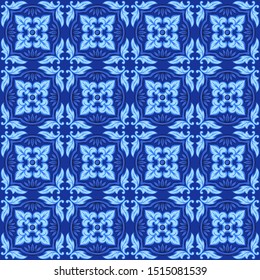 Italian ceramic tile pattern. Ethnic folk ornament. Mexican talavera, portuguese azulejo or spanish majolica.