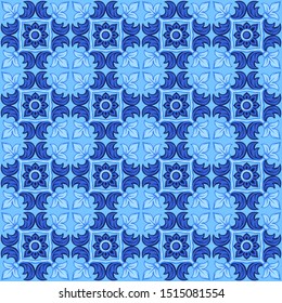 Italian ceramic tile pattern. Ethnic folk ornament. Mexican talavera, portuguese azulejo or spanish majolica.