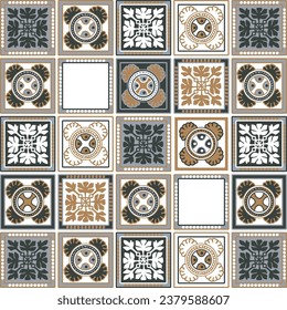 Italian ceramic tile pattern. Ethnic folk ornament. Mexican talavera, portuguese azulejo or spanish majolica.