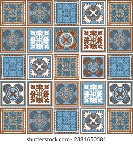 Italian ceramic tile pattern. Ethnic folk ornament. Mexican talavera, portuguese azulejo or spanish majolica.